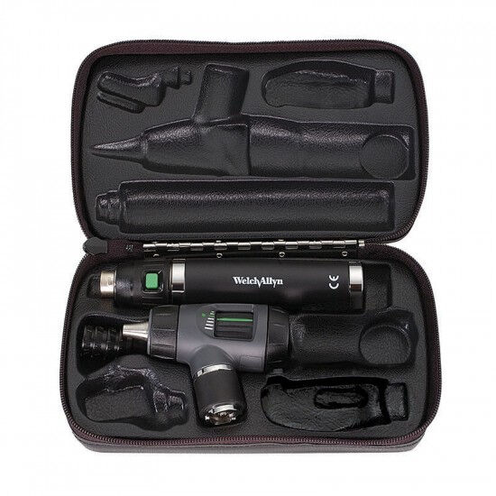 Welch Allyn otoscoopset led macroview otoscoop met keellamp li-ion handvat bureaulader etui