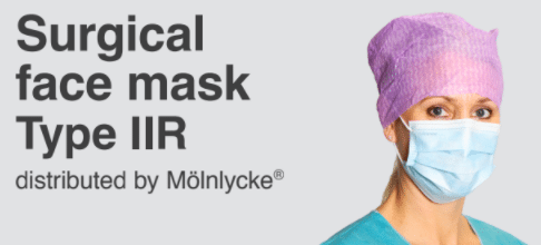 Molnlycke Winner medische mondkapjes 3-laags EN14683 type IIR met oorlussen per 50st