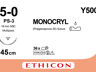 Monocryl hechtdraad 5-0 PS-3 Y500G 45 cm draad ongekleurd per 12 stuks
