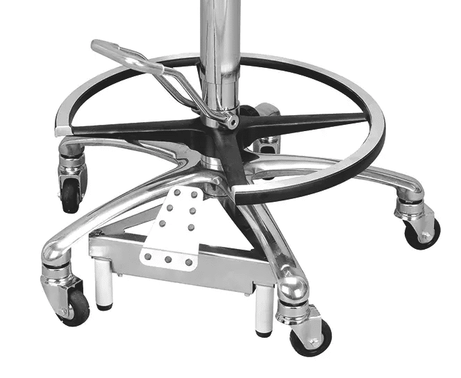 Comfort chirurgische verrijdbare tabouret met zadelzit rugleuning verstelbaar met voetenring  - afbeelding 1