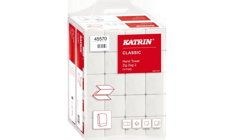 Katrin Classic papieren handdoekjes ZigZag V-fold 23x22,4cm 20x200st - afbeelding 0