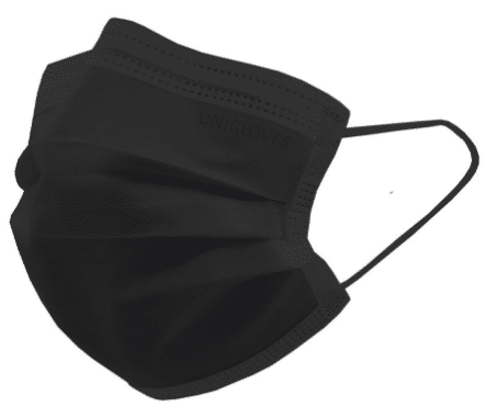 Medische mondmaskers zwart type IIR met oorlussen profilplus per 50st