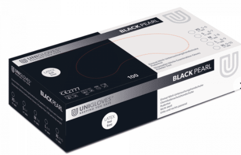 Nitril handschoenen zwart black pearl unigloves per 100st.