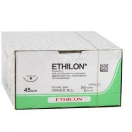 Ethilon hechtdraad EH7665H 3-0 zwart draad 75cm PS-2 taperpoint hechtnaald 3/8 19mm per 36st