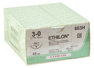 Ethilon 3-0 hechtdraad 663H met FS-1 hechtnaald 45cm draad per 36st