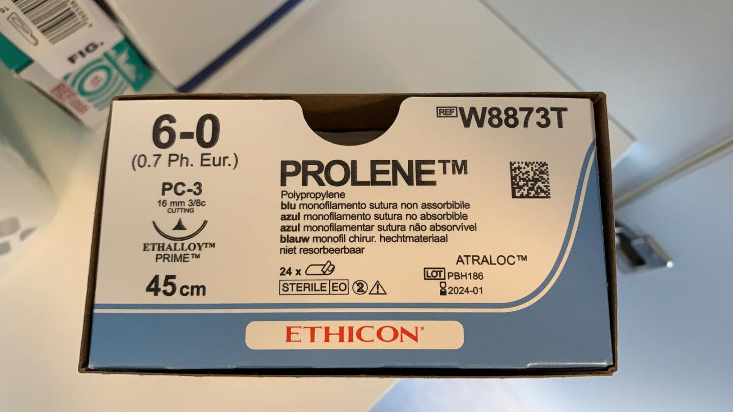 Ethicon prolene W8873T hechtdraad 6/0 met PC3 naald per 24st.
