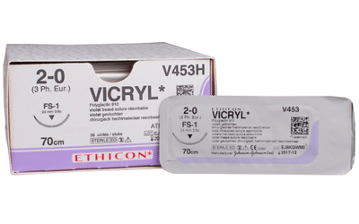 Vicryl hechtdraad V453H 2/0 met FS-1 naald per 36st.