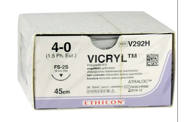 Vicryl 4-0 hechtdraad 45cm ongekleurd FS-2S naald per 36st.