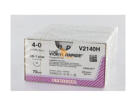 Vicryl Rapide FS2 naald VR2297 75cm lang ongekleurd per 36st. 4-0 hechtdraad