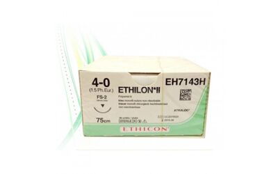 Ethilon hechtdraad 4-0 75cm zwart, FS-2 naald EH7143H 36st