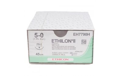 Ethilon hechtdraad 5-0 met PS-3 naald per 36st.