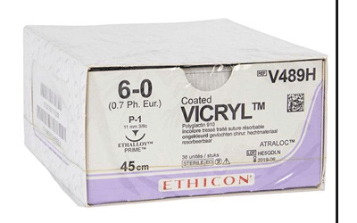 Vicryl ct 45cm gevochten ongekleurd 6-0 P-1 prime 36st